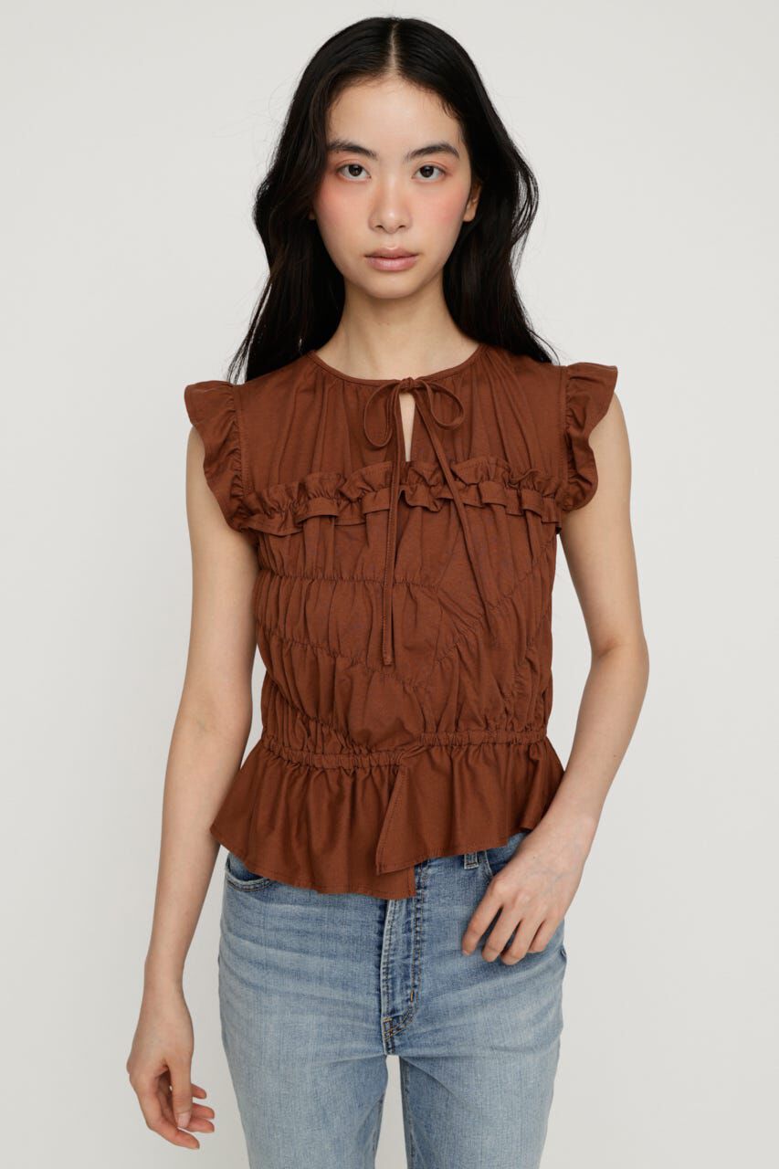 SLY「ASYMMETRY SHIRRING トップス」|タンクトップ|