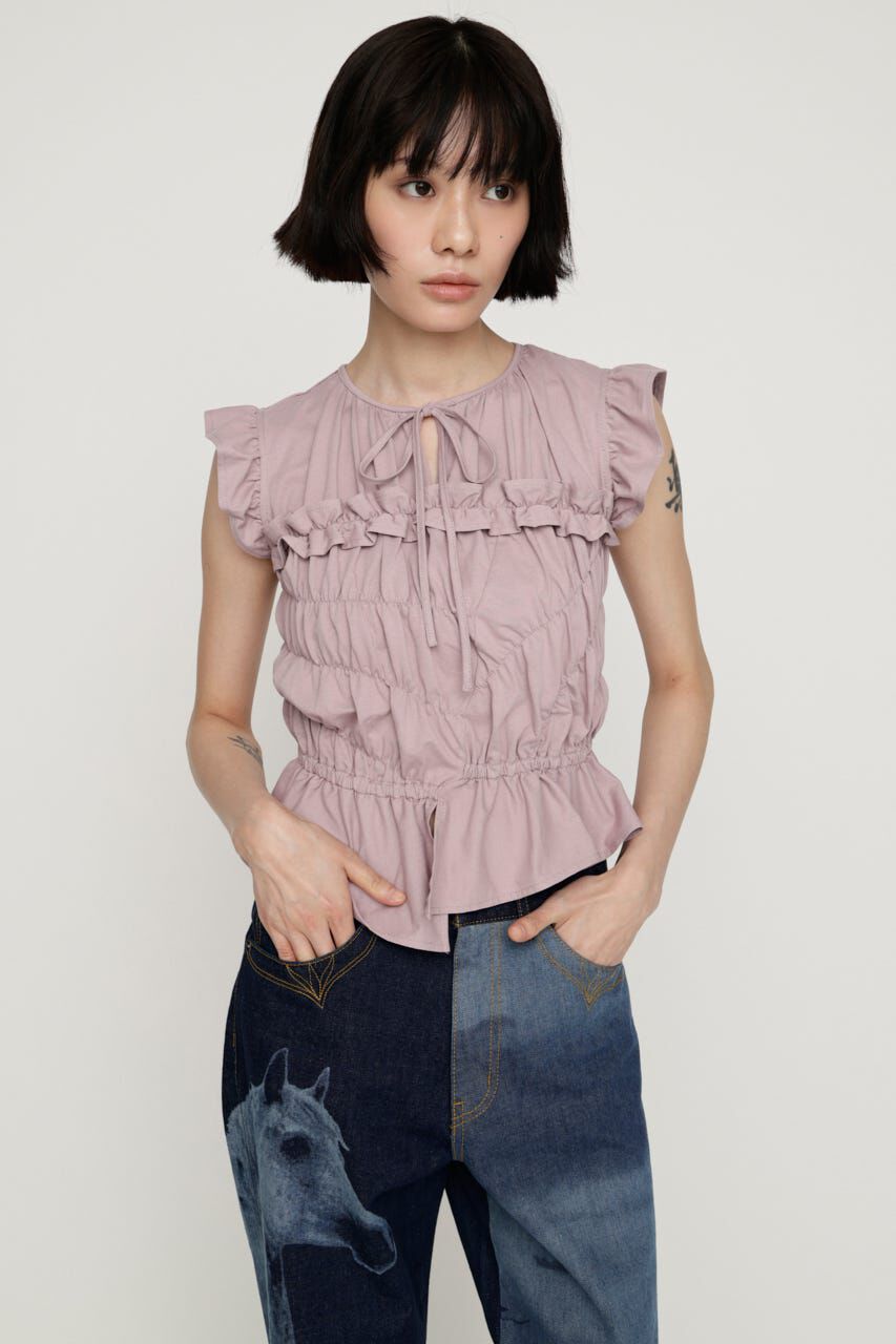 SLY「ASYMMETRY SHIRRING トップス」|タンクトップ|