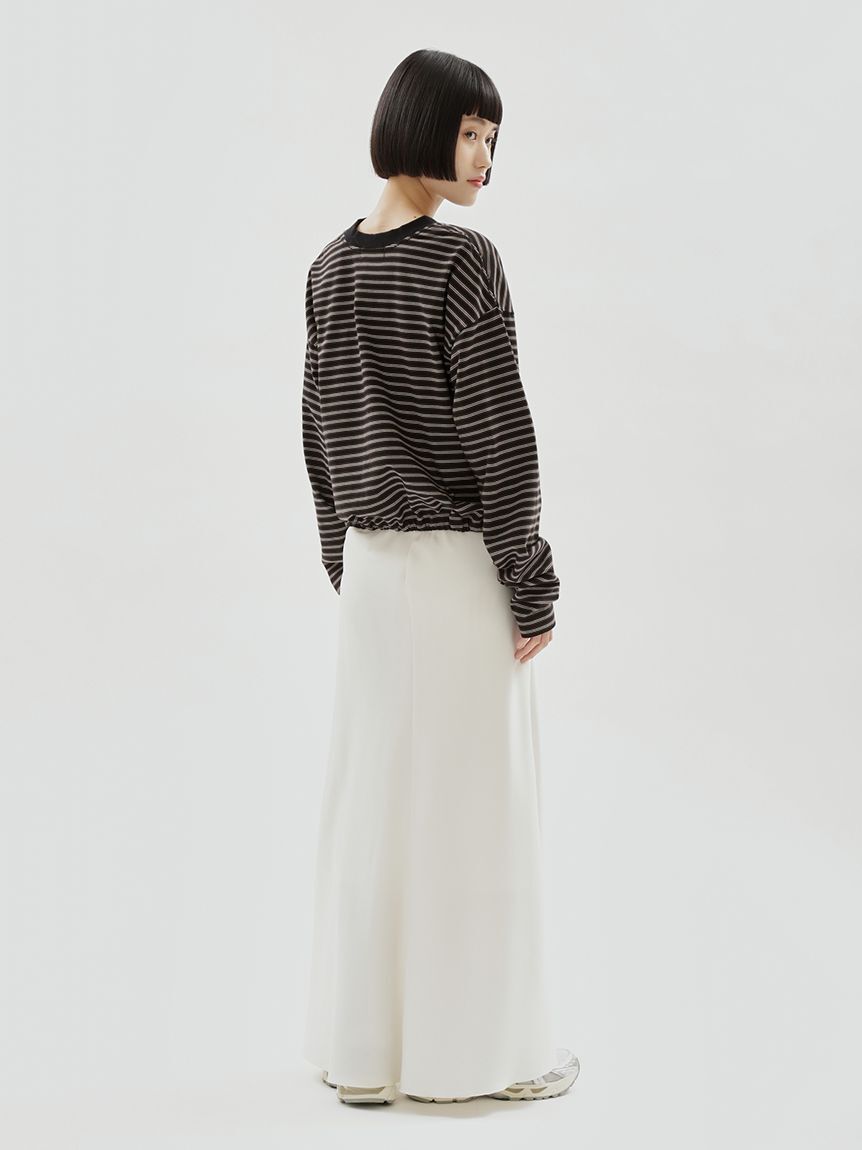 emmi atelier「emmiロゴクロップドボーダーカットソー」|Tシャツ・カットソー|