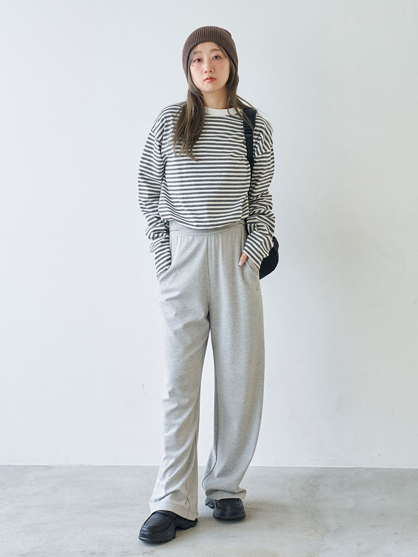 emmi atelier「emmiロゴクロップドボーダーカットソー」|Tシャツ・カットソー|