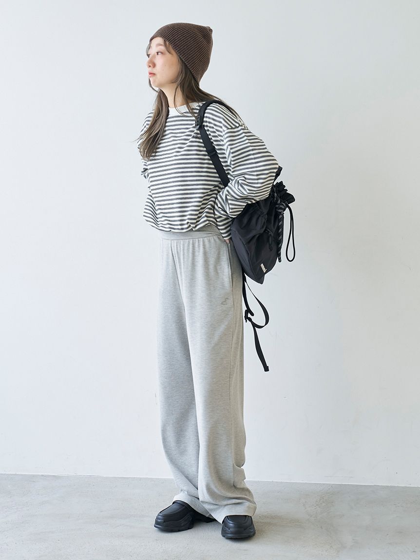 emmi atelier「emmiロゴクロップドボーダーカットソー」|Tシャツ・カットソー|