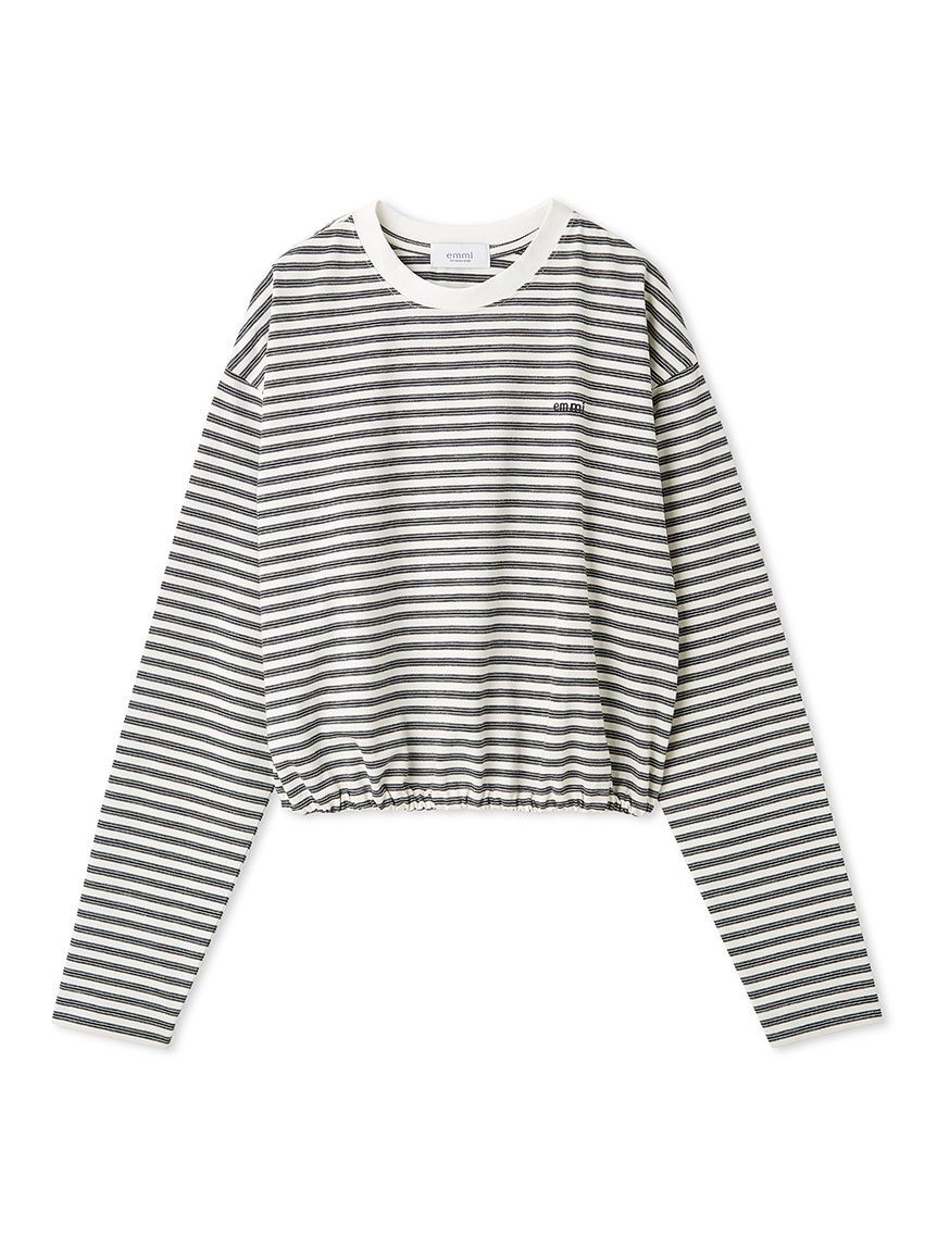 emmi atelier「emmiロゴクロップドボーダーカットソー」|Tシャツ・カットソー|