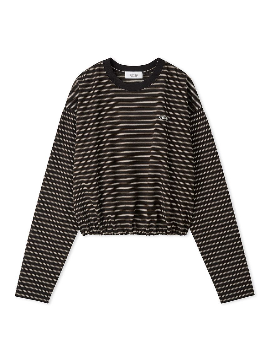 emmi atelier「emmiロゴクロップドボーダーカットソー」|Tシャツ・カットソー|
