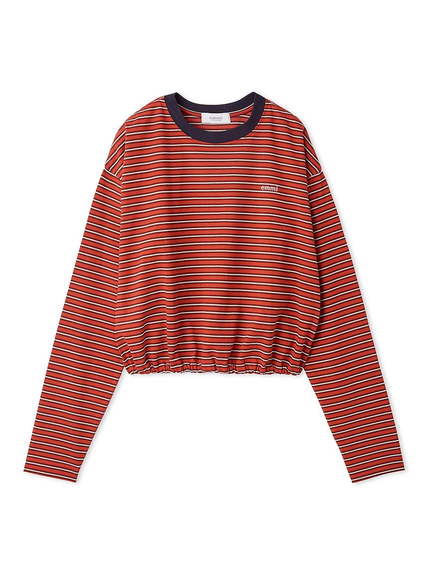 emmi atelier「emmiロゴクロップドボーダーカットソー」|Tシャツ・カットソー|