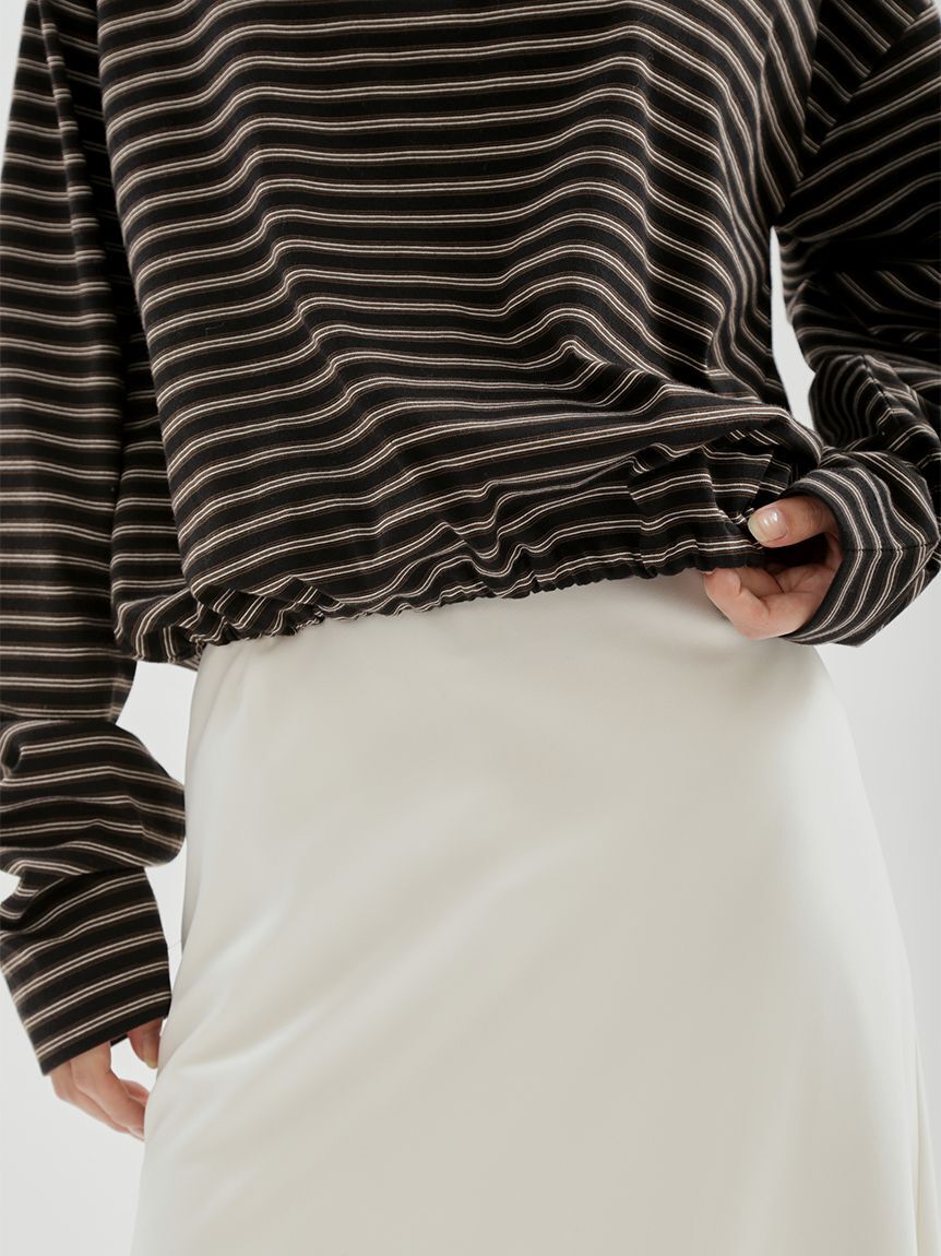 emmi atelier「emmiロゴクロップドボーダーカットソー」|Tシャツ・カットソー|