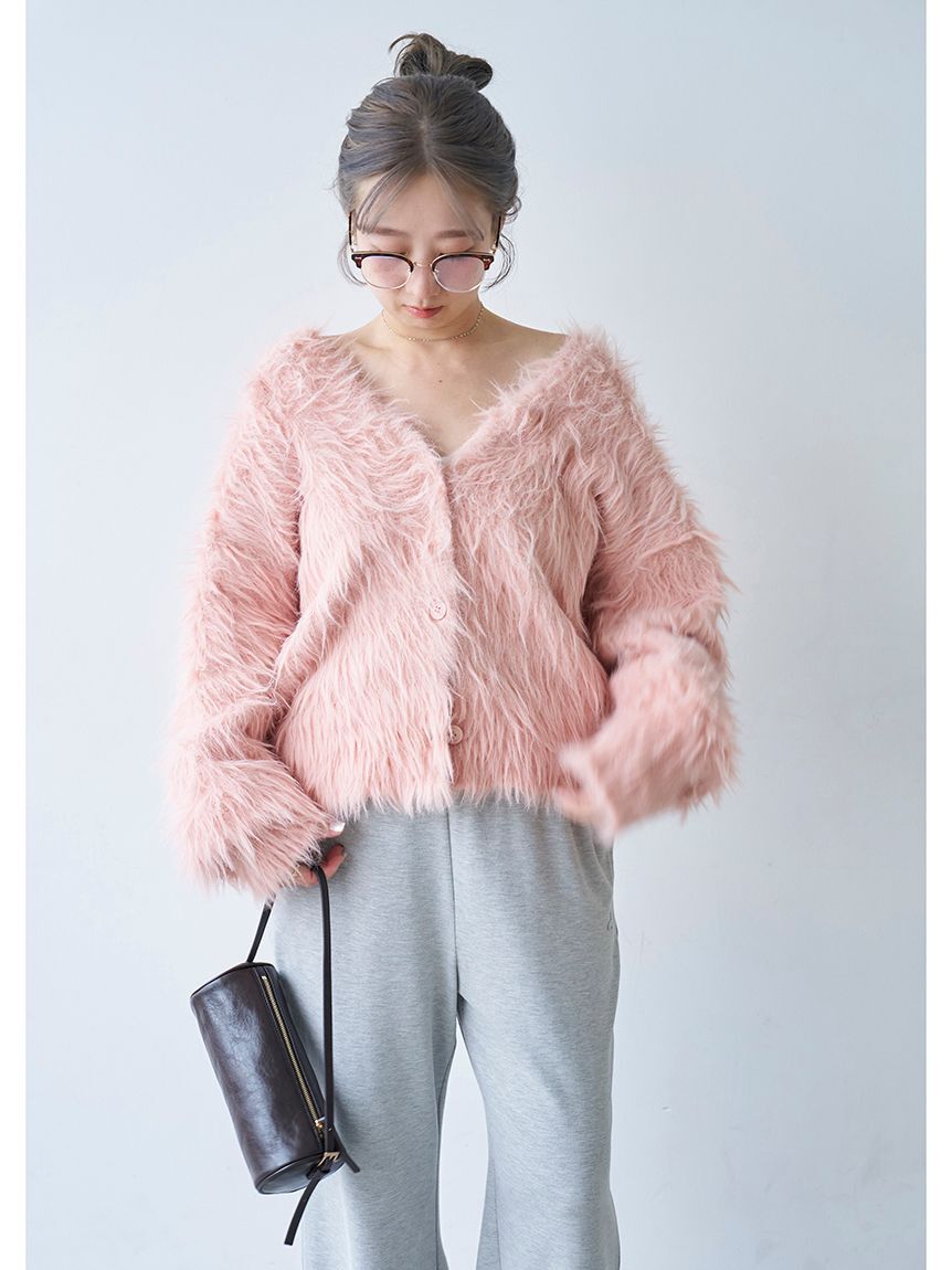 emmi atelier「Vネックシャギーニットカーディガン」|カーディガン|PNK