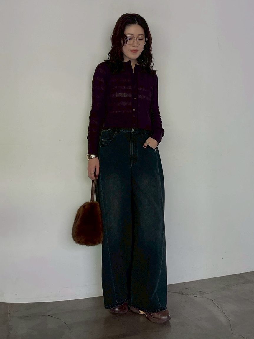 emmi atelier「シアーチェックニットカーディガン」|カーディガン|