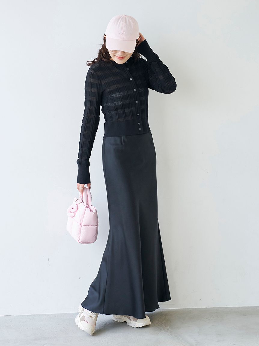 emmi atelier「シアーチェックニットカーディガン」|カーディガン|