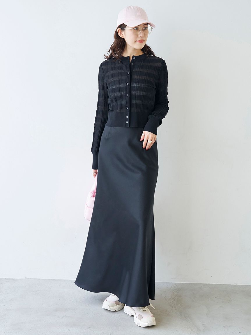 emmi atelier「シアーチェックニットカーディガン」|カーディガン|