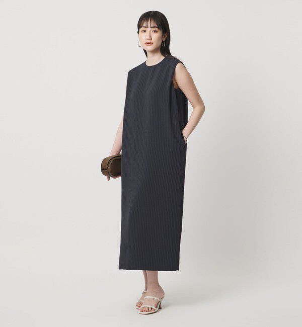 UNITED ARROWS「Drapy タック ノースリーブ ストライプ ワンピース ‐ウォッシャブル‐」|ワンピース|