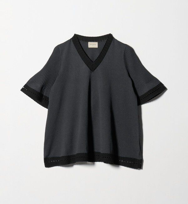 UNITED ARROWS「Vネック ニット ショートスリーブ チュニック」|ニット・セーター|