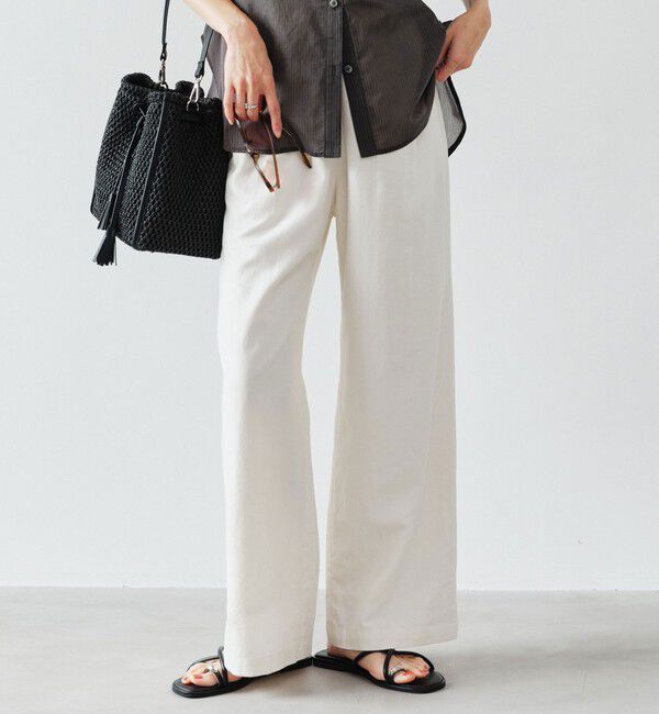 UNITED ARROWS green label relaxing「BREEZE LINEN ブリーズリネン ワイド パンツ オフホワイト ドット」|その他|OFF WHITE