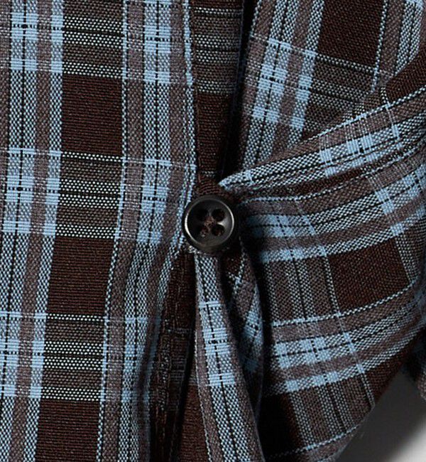 EMMEL REFINES「＜EMMEL REFINES＞EM ソデギャザー キーネック チェックシャツ」|シャツ・ブラウス|