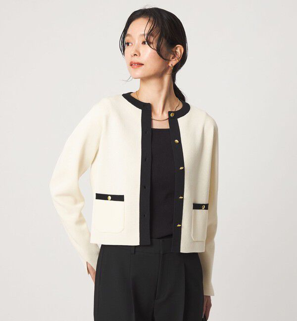 UNITED ARROWS green label relaxing「フォルム ノーカラー ニット カーディガン」|カーディガン|