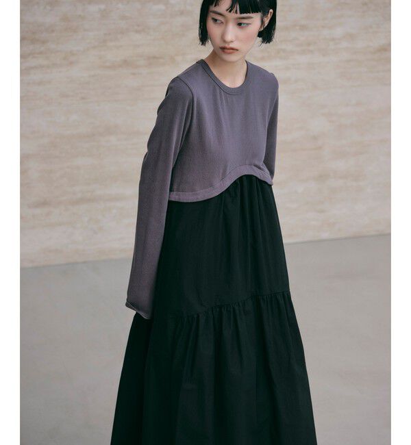 EMMEL REFINES「＜EMMEL REFINES＞EM ヘムキリカエ ドッキング ティアードワンピース」|ワンピース|DK.GRAY