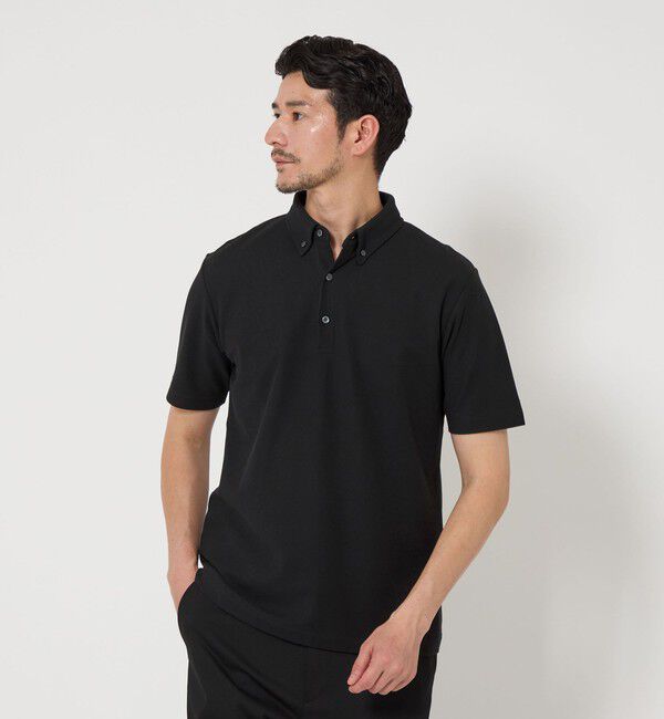 BEAUTY&YOUTH UNITED ARROWS「【WEB限定 WARDROBE SMART】ステイ クリーン ピケ BD ポロシャツ【抗菌防臭】」|ポロシャツ|BLACK