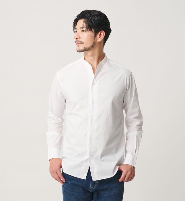 BEAUTY&YOUTH UNITED ARROWS「【WEB限定 WARDROBE SMART】コットン バンドカラー スキッパー シャツ」|シャツ・ブラウス|