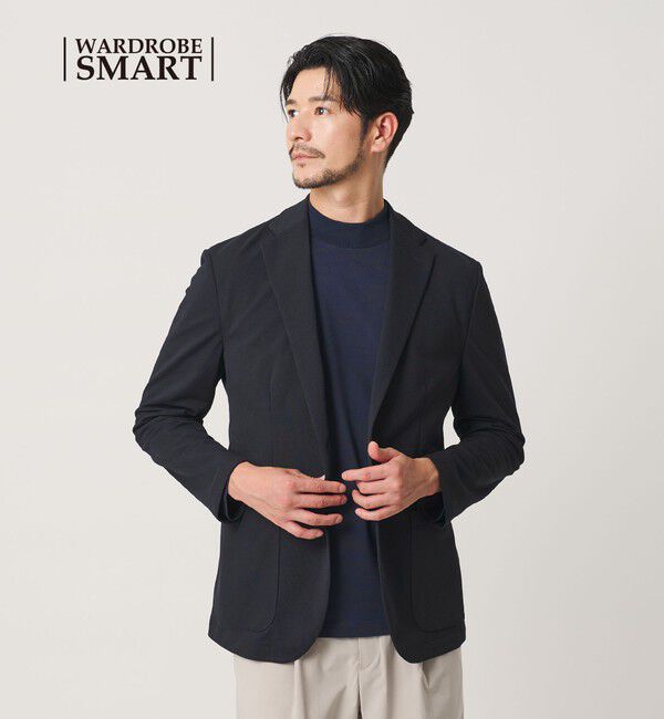 BEAUTY&YOUTH UNITED ARROWS「【WEB限定 WARDROBE SMART】エアリーピケ ジャージ 2B ジャケット」|テーラードジャケット|NAVY