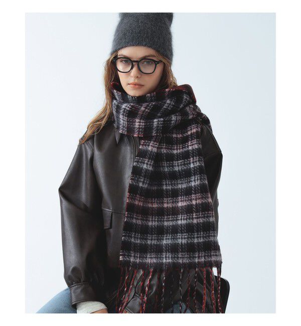Ray BEAMS 「リバーシブル チェック マフラー」|マフラー|RED_CHECK
