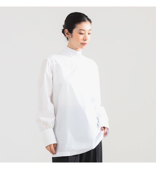 Demi-Luxe BEAMS 「AK+1 / シャンブレー ハイネック ブラウス」|シャツ・ブラウス|