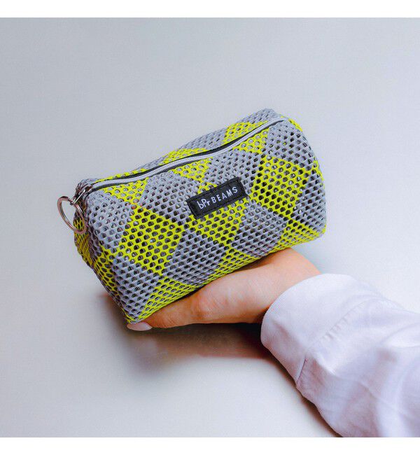 bPr BEAMS「ダイヤモンド メッシュ ポーチ S」|ポーチ|GREY/YELLOW