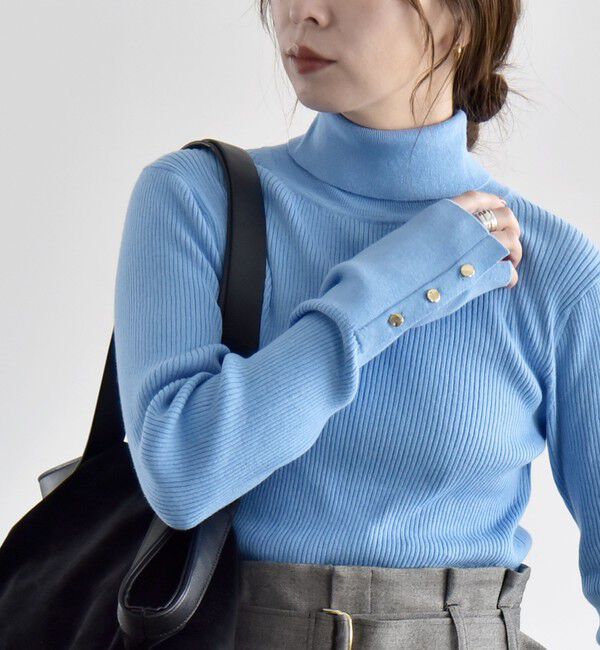 quaranciel「《予約》〈手洗い可能〉カシミヤ ミックス ハイゲージ タートルネック リブ ニット」|ニット・セーター|ライトブルー