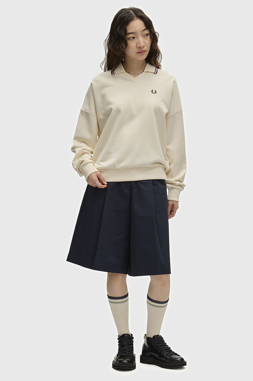 FRED PERRY 「FRED PERRY／Tipped Open Collar Sweatshirt／ティップドオープンカラースウェット」|スウェット・ジャージ|
