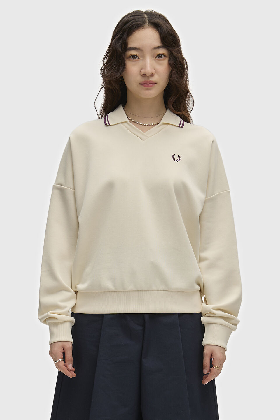 FRED PERRY 「FRED PERRY／Tipped Open Collar Sweatshirt／ティップドオープンカラースウェット」|スウェット・ジャージ|