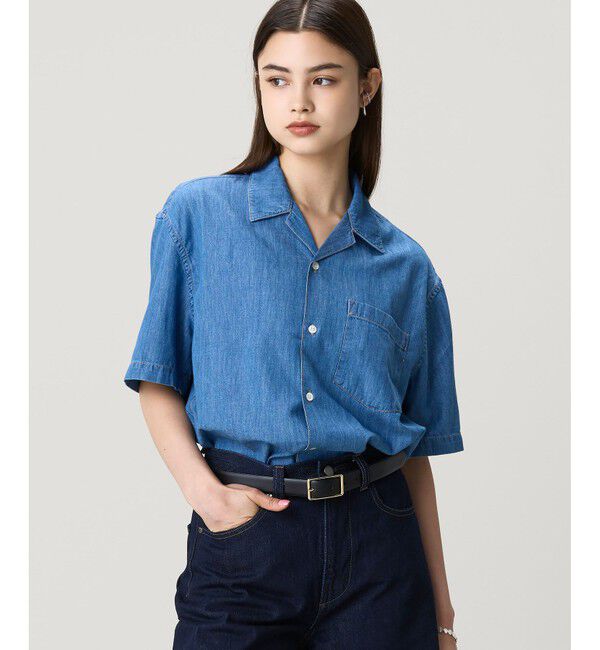 LACOSTE「オーバーサイズ オープンカラーデニムシャツ」|シャツ・ブラウス|