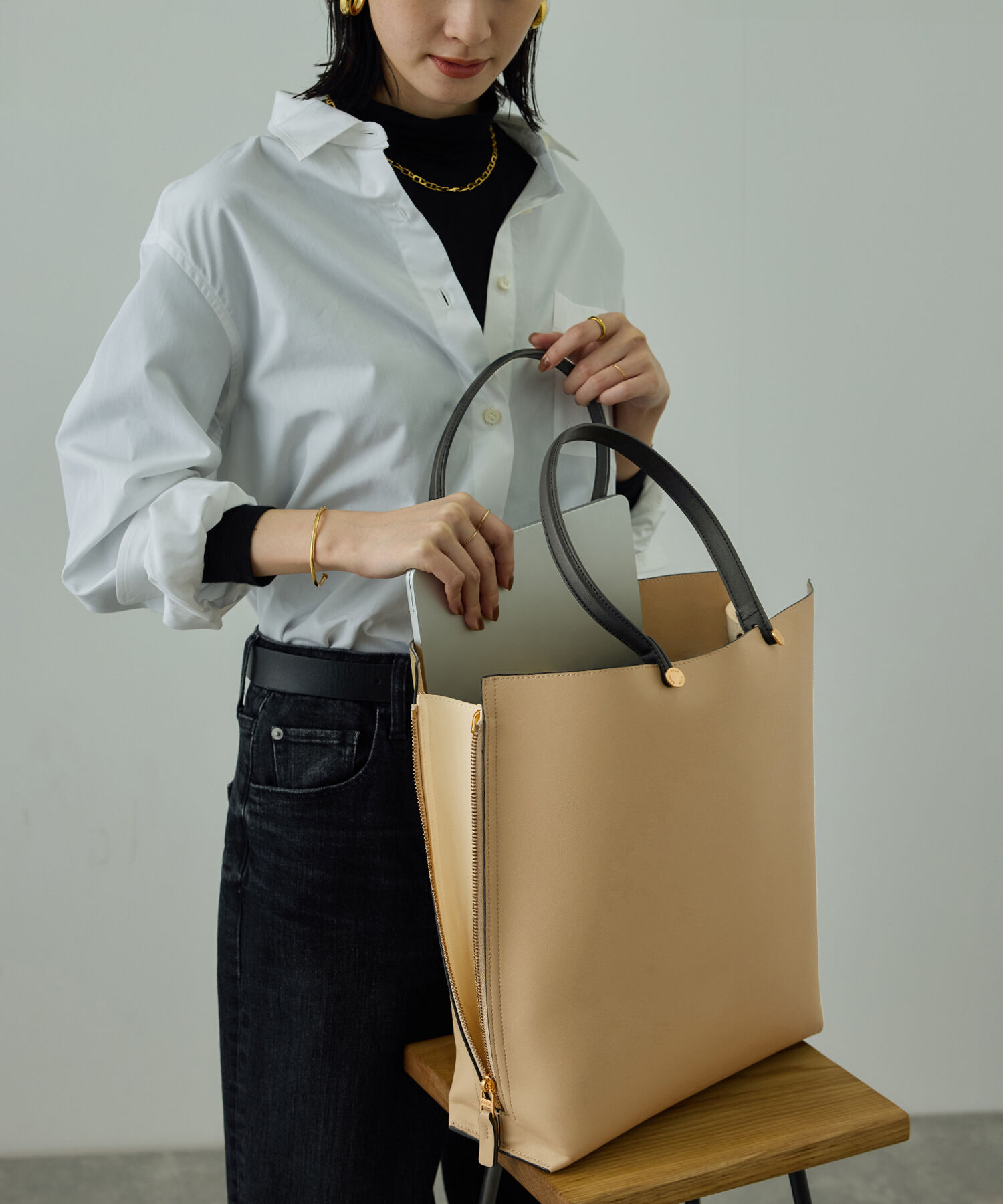 ROPE「【E'POR】Y BAG Large【通勤】【A4対応】【25AW】」|トートバッグ|ベージュ(27)