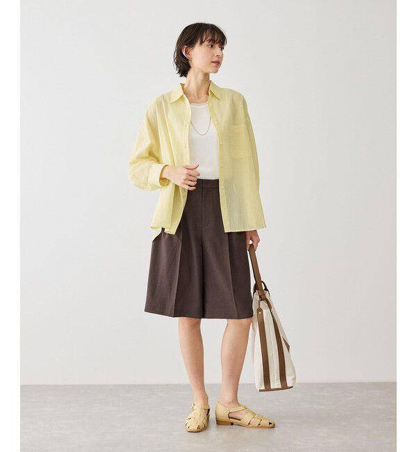 Rope&rsquo;Picnic「お着軽シャツシリーズ 無地・ストライプ 2WAYシアーブラウス/接触冷感・通気性」|シャツ・ブラウス|