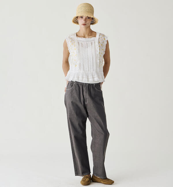  「crinkle crinkle crinkle | シアーフラワー ベストブラウス WOMEN」|シャツ・ブラウス|