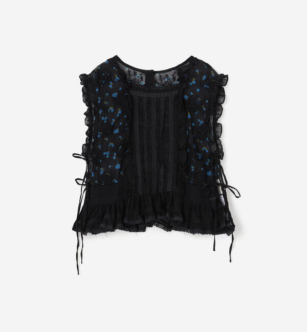  「crinkle crinkle crinkle | シアーフラワー ベストブラウス WOMEN」|シャツ・ブラウス|BLACK