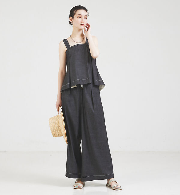 qualite「コットンリヨセルデニムワイドパンツ」|デニム|