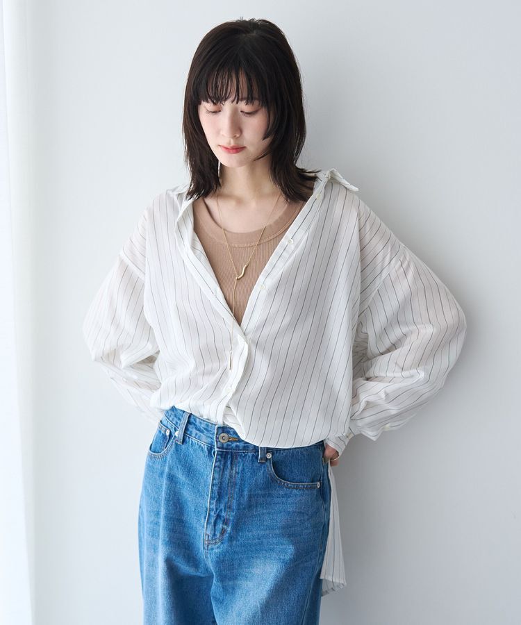 YECCA VECCA「バック釦シアーシャツ」|シャツ・ブラウス|Stripe