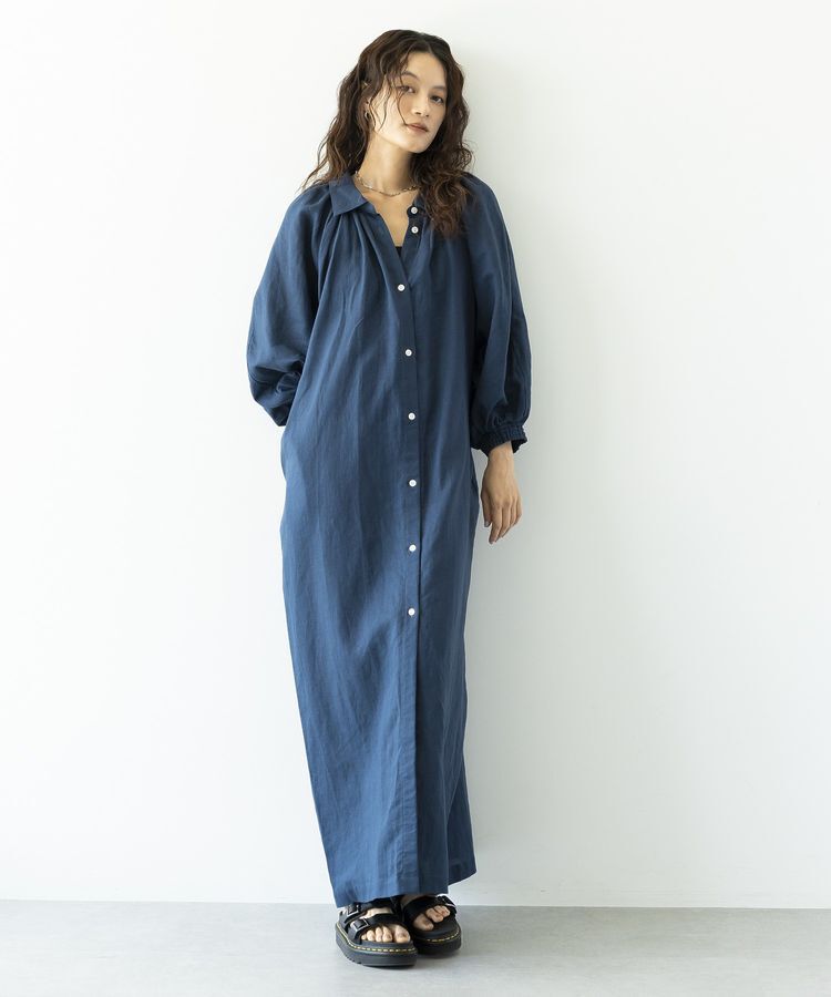 GARAGE OF GOOD CLOTHING「リネン袖ボリュームワンピース」|ワンピース|Navy