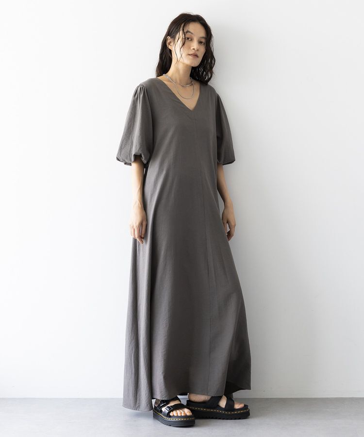 GARAGE OF GOOD CLOTHING「Vネック袖ボリュームワンピース」|ワンピース|Charcoal Gray