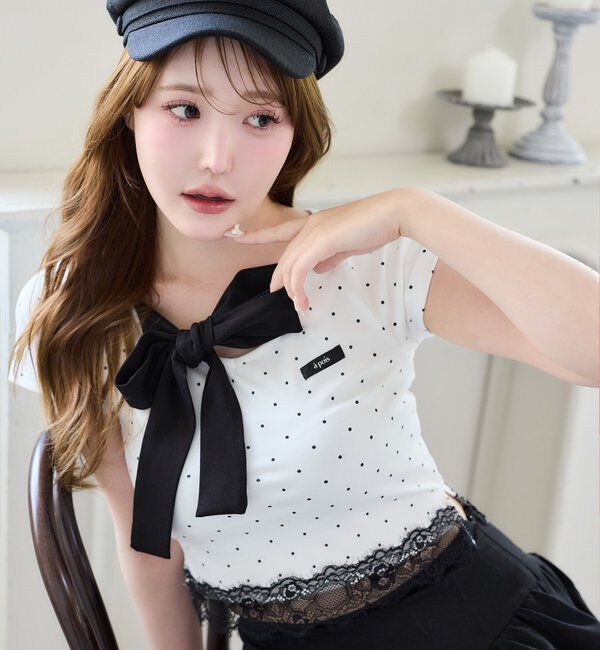  「【Lace Collection】裾レースリボンTee」|プルオーバー|
