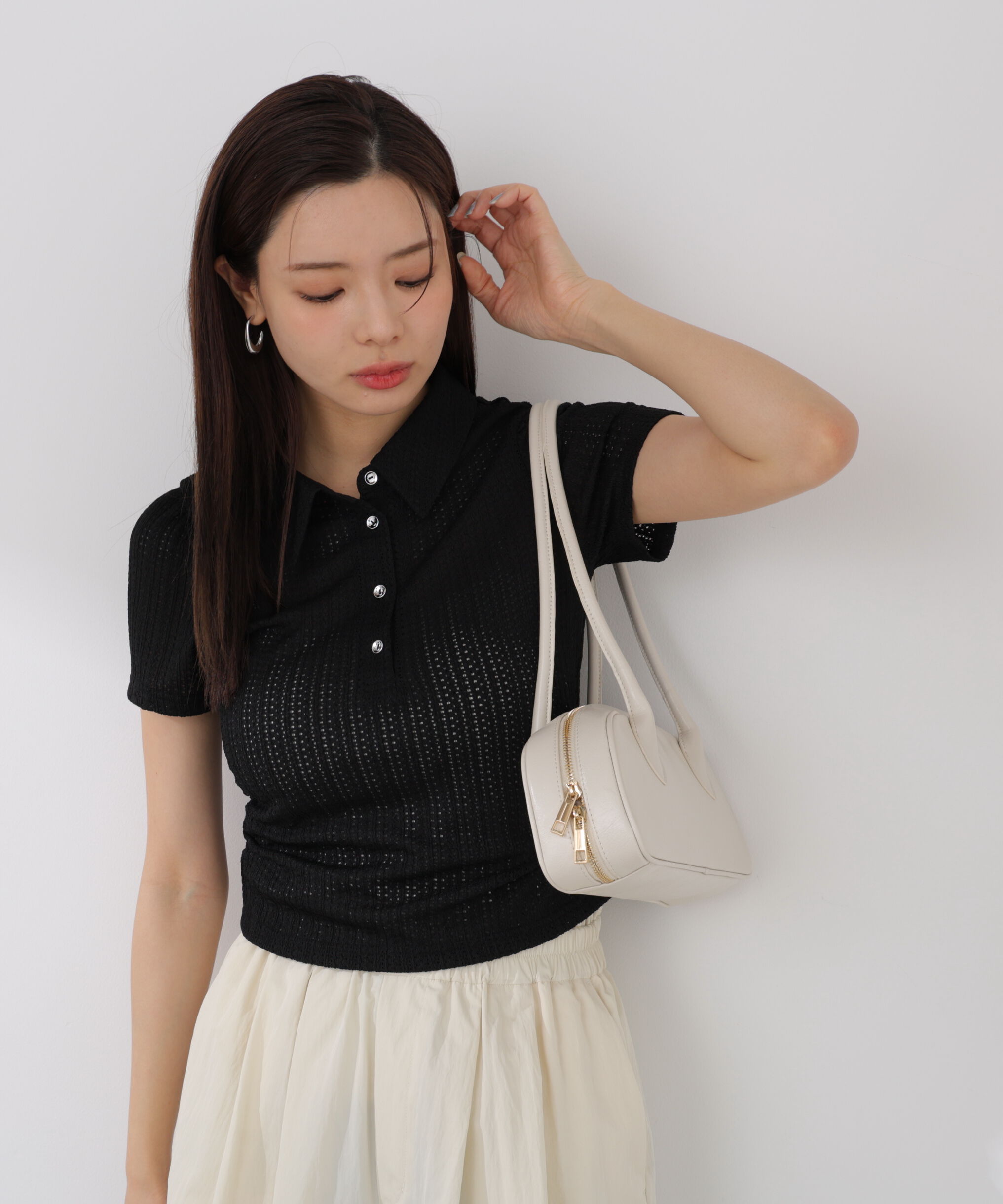 PROPORTION BODY DRESSING「〈EDIT COLOGNE〉レーススキッパートップス」|Tシャツ・カットソー|ブラック