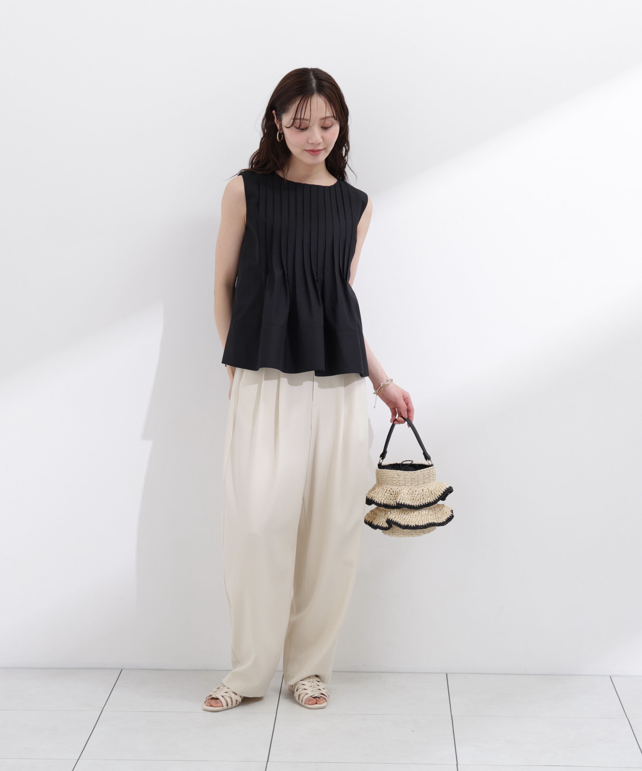 PROPORTION BODY DRESSING「〈a/mie〉ピンタックフレアーブラウス26SS」|シャツ・ブラウス|
