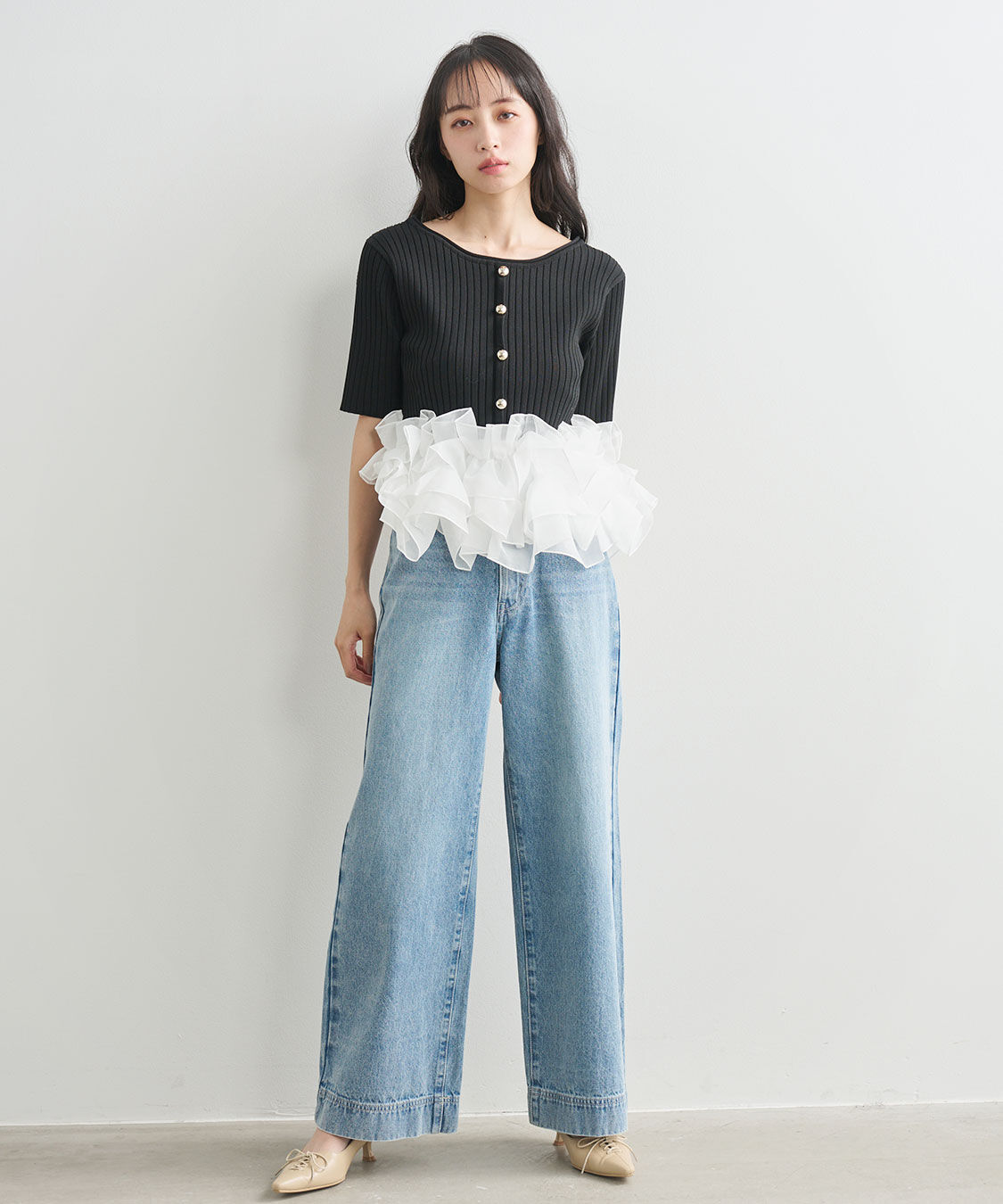 COCO DEAL「デニム/製品染めワイドパンツ」|デニム|