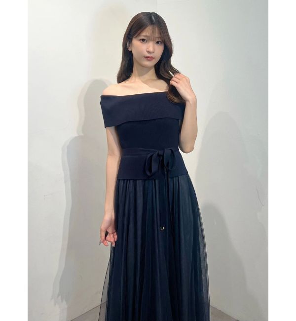 MERCURYDUO「オフショルチュールドッキングニットワンピース」|ワンピース|