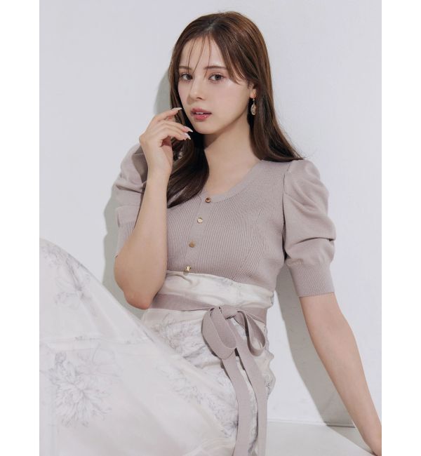 MERCURYDUO「花柄パワショルニットドッキングワンピース」|ワンピース|