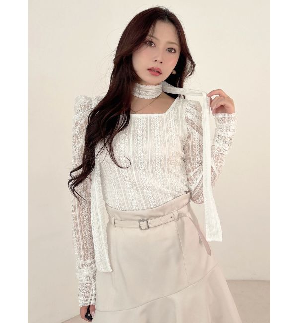MERCURYDUO「カットレースパワショルチョーカートップス」|Tシャツ・カットソー|