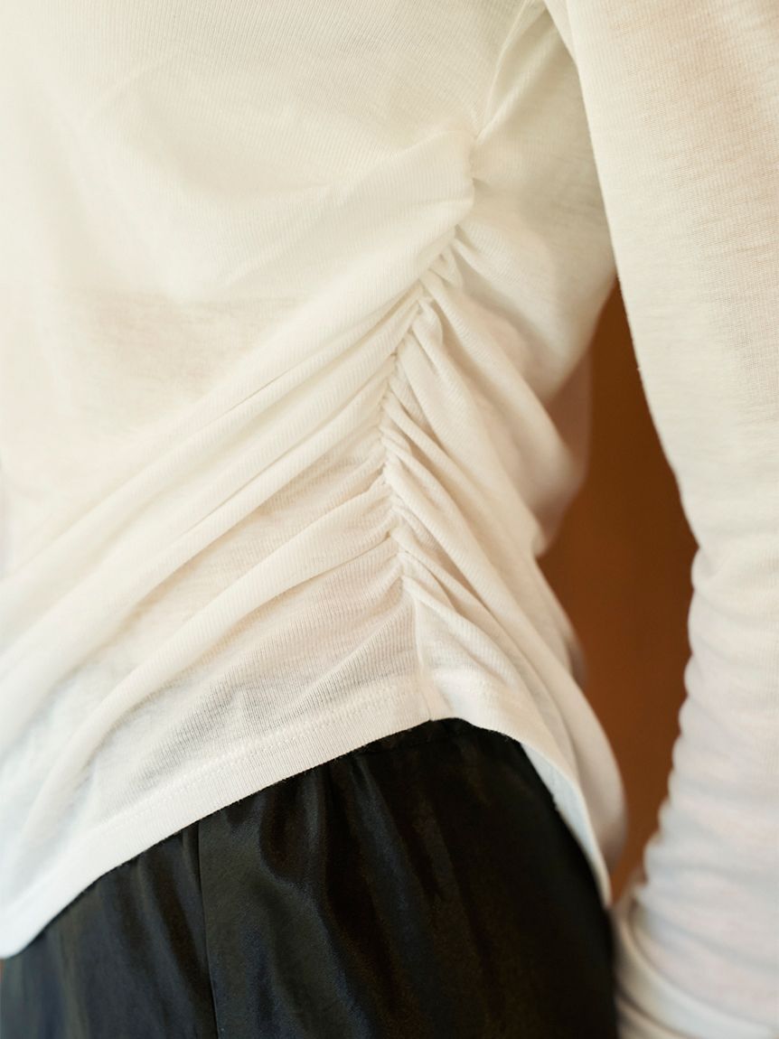 emmi atelier「アシンメトリードレープカットソー」|Tシャツ・カットソー|
