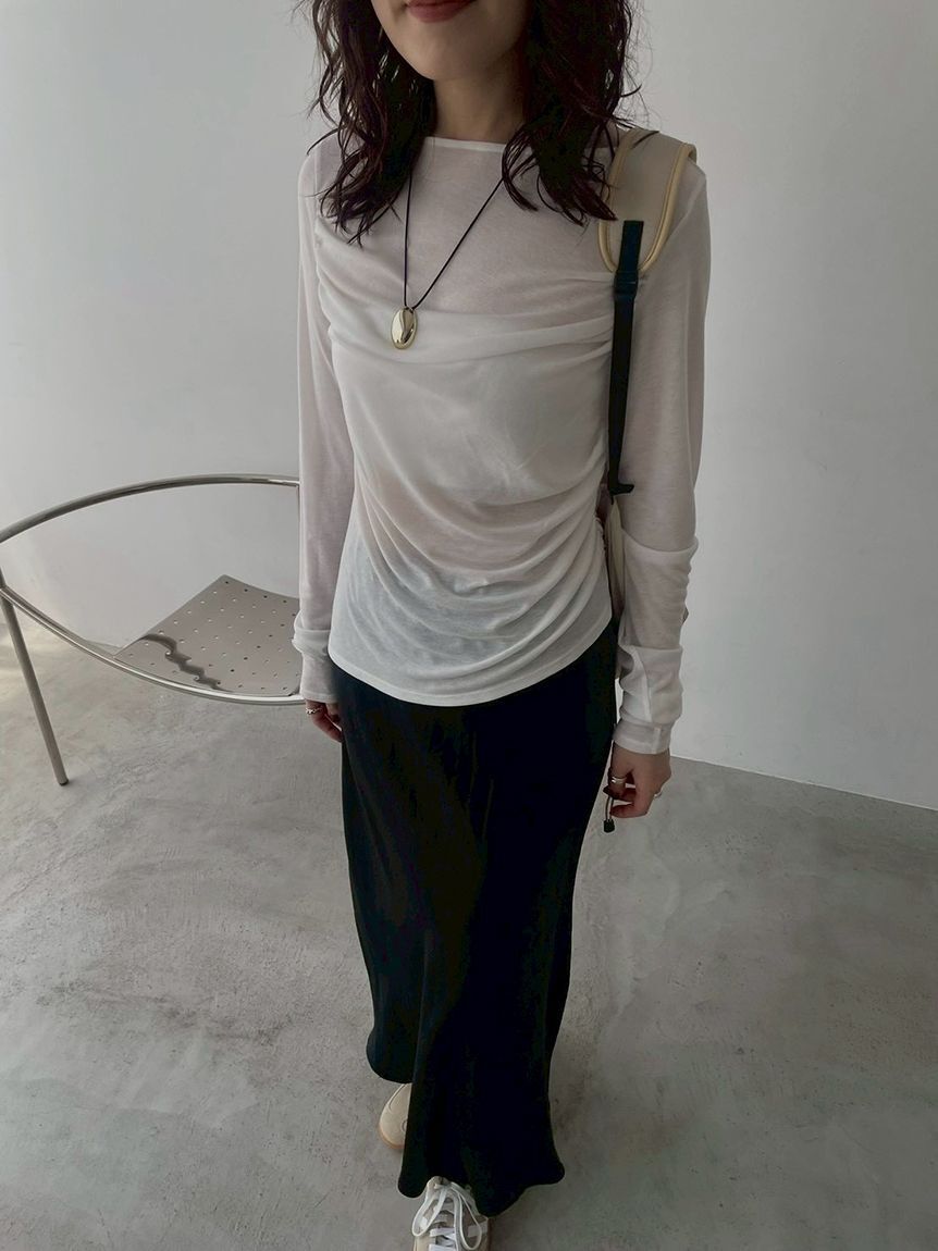 emmi atelier「アシンメトリードレープカットソー」|Tシャツ・カットソー|
