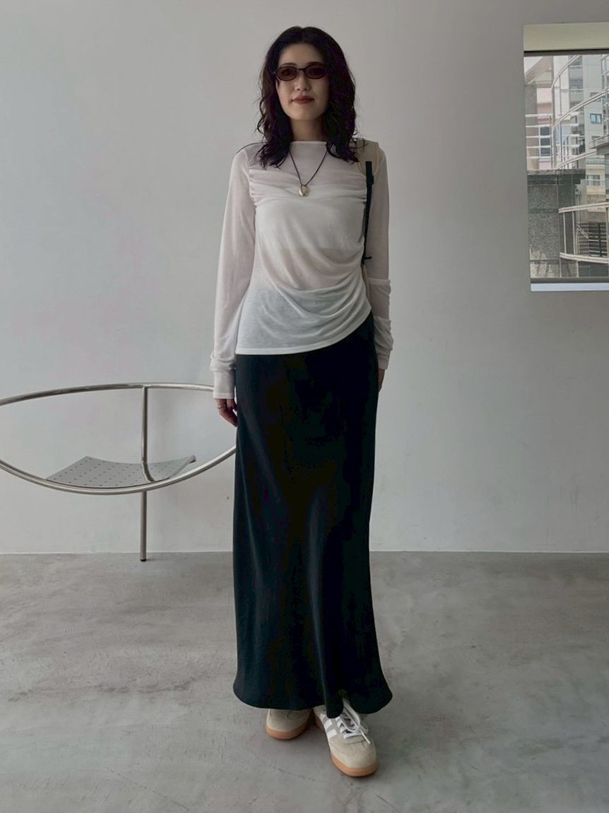 emmi atelier「アシンメトリードレープカットソー」|Tシャツ・カットソー|