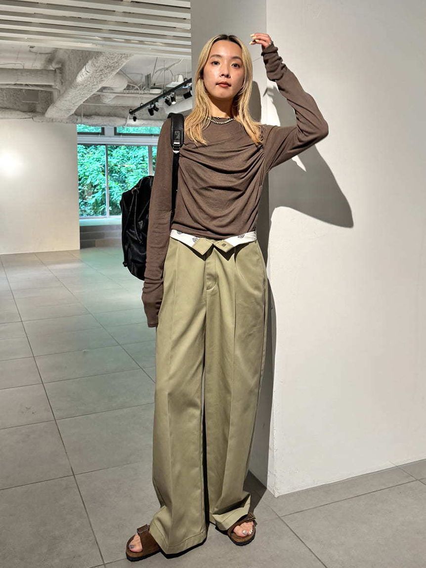 emmi atelier「アシンメトリードレープカットソー」|Tシャツ・カットソー|