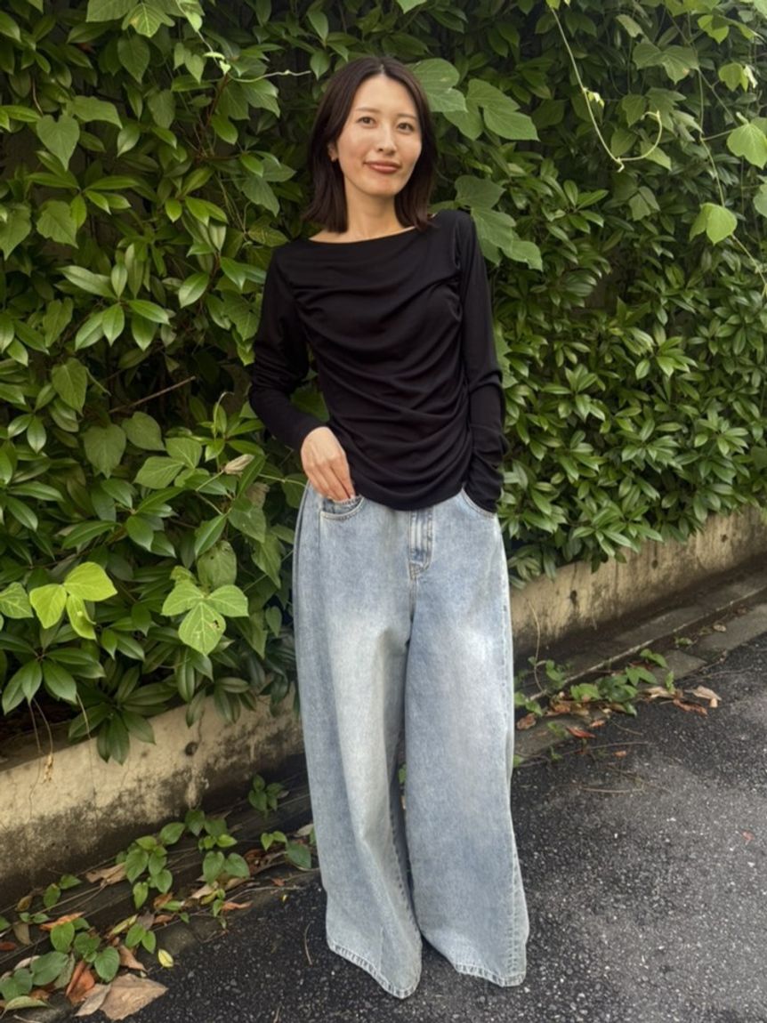 emmi atelier「アシンメトリードレープカットソー」|Tシャツ・カットソー|