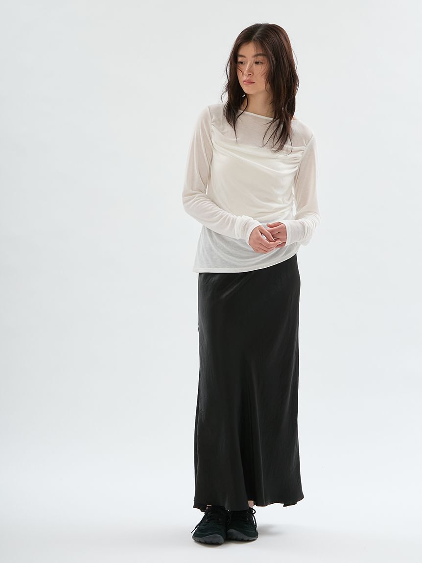 emmi atelier「アシンメトリードレープカットソー」|Tシャツ・カットソー|